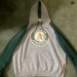 Jerzees Oakland Athletics Green & Grey Size XL Sweatshirt/ Hoodie with Pocket